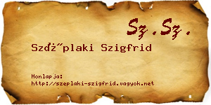 Széplaki Szigfrid névjegykártya
